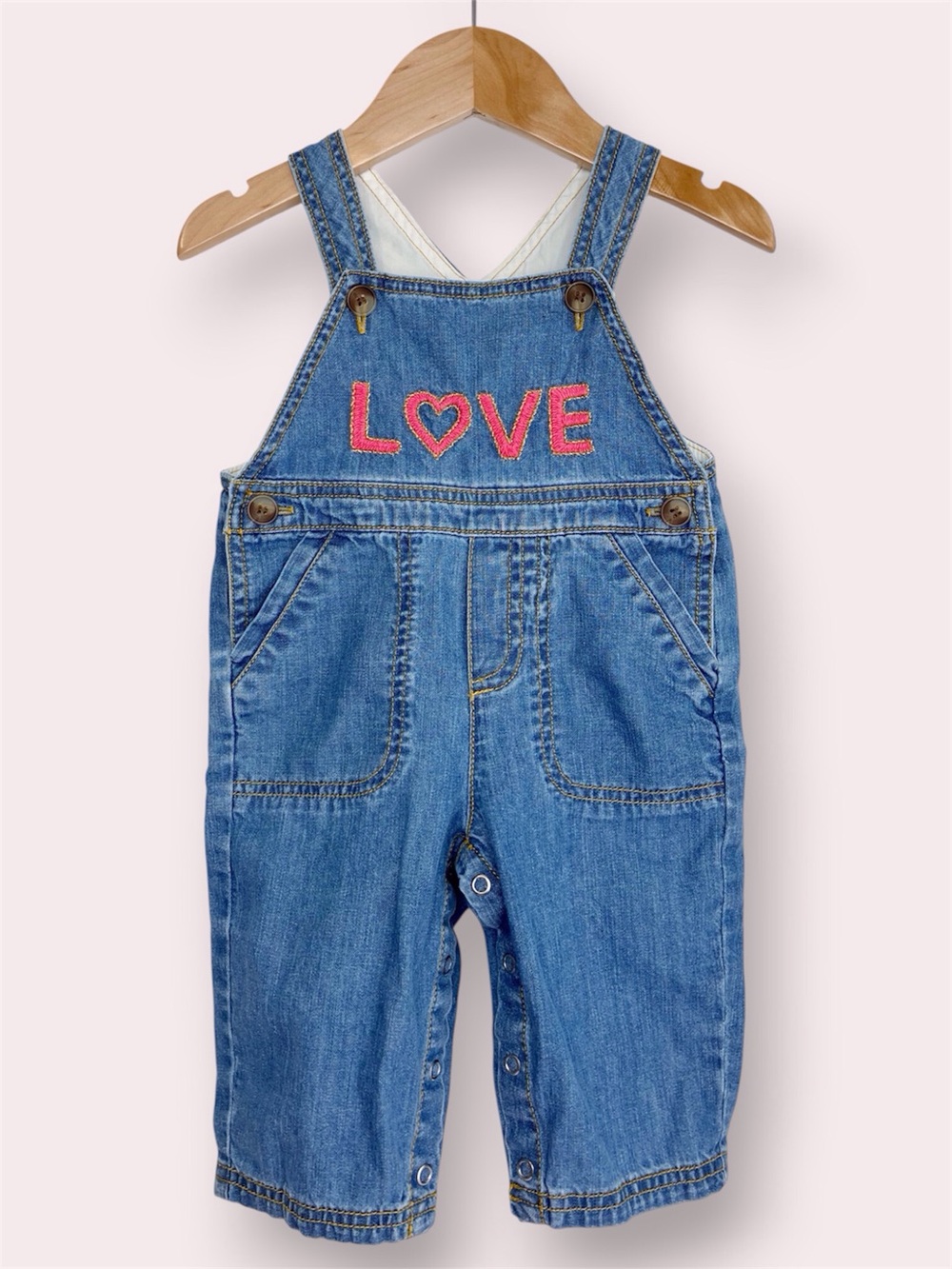 Rare Bonpoint x CSAO denim overalls LOVE embroidered 6 months